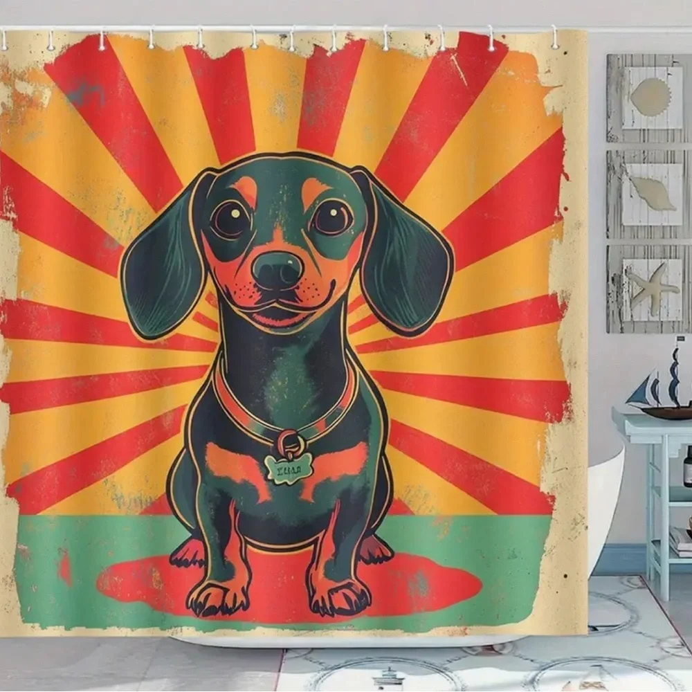 NEW Colorful Dachshund Dog Shower Curtain
